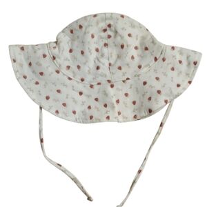 Rylee + Cru Cream & Red Floppy Strawberry Fields Hat With Chin Tie Size 12M-3Y